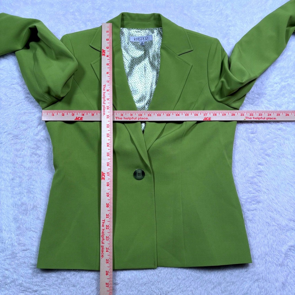 NEW Kasper Blazer Women 12 Palm Green Single Button Notch Lapel Cuffed Slv $99 - Picture 12 of 15